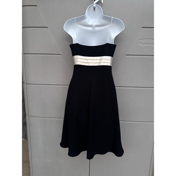Ann Taylor Black/Ivory Babydoll Cocktail Dress Sz 2P Classic Preppy Timeless - Picture 8 of 11